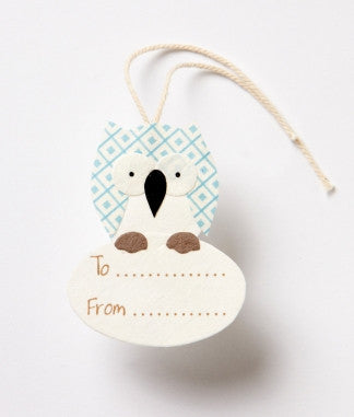 Oval Gift Tag - Blue Owl