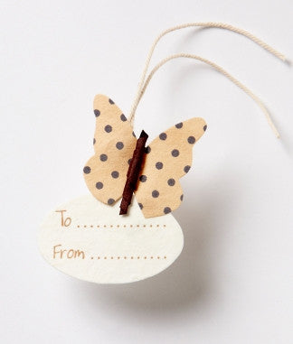 Oval Gift Tag - Butterfly Spots