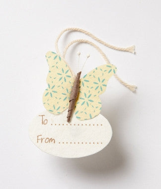 Oval Gift Tag - Yellow Butterfly