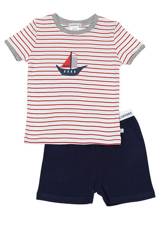 Red Stripe Boat Shortie Pyjamas