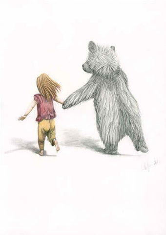 Running Away Small Mounted Print