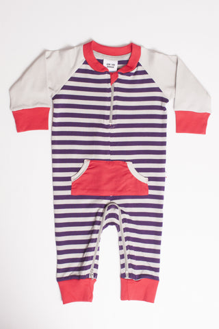 Lil Zipper Grey/plum Romper