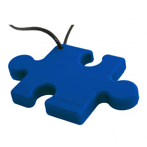 Teething Pendant Necklace - Blue Jigsaw
