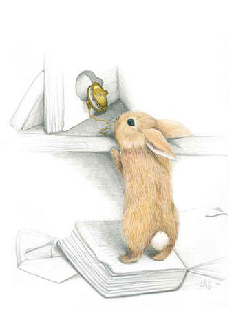 White Rabbit Small Mounted Print