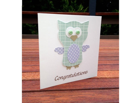 Handmade Green Owl Card