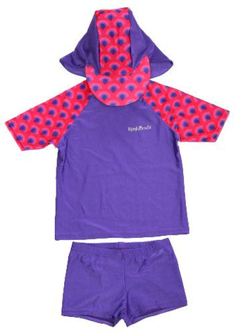 Swimshirt with Shorts and Hat Set - Peacock