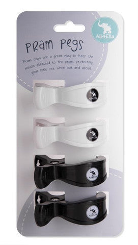 Pram Peg Four Pack - White-Black