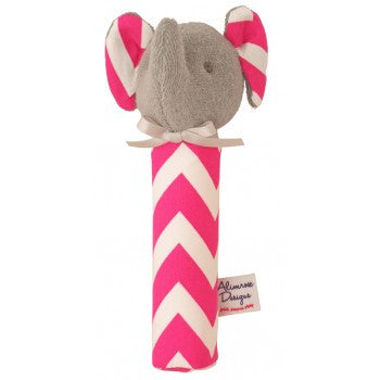 Hand Squeeker - Elephant Raspberry Chevron