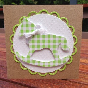 Handmade Green Rocking Horse Card