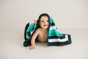 Milo Blanket - Navy/Aqua/White