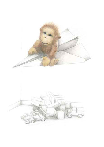 Monkey Mischief Small Mounted Print