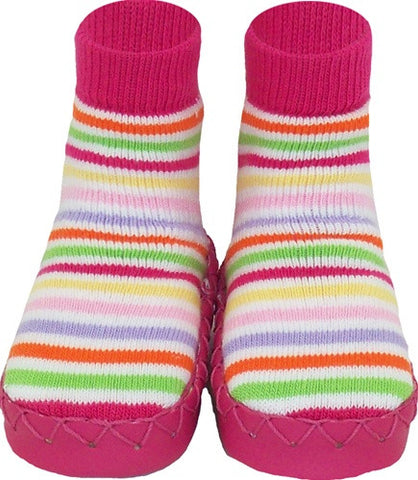 Swedish Konfetti Moccasins - Pink Stripes