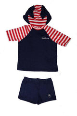 Swimshirt with Shorts and Hat Set - Nautical