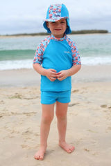 Swimshirt with Shorts and Hat Set - Vrooming