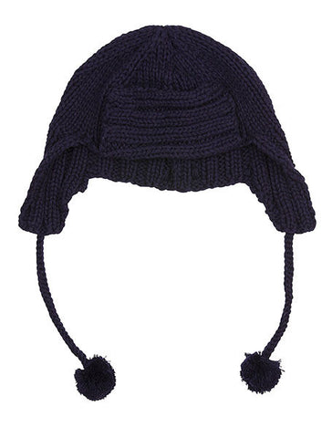 Knitted Trapper Hat - Navy