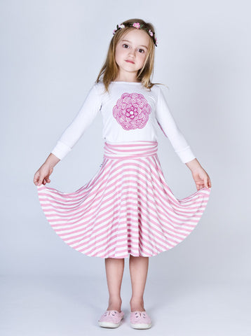 Pink Stripe Twirl Skirt