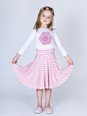 Pink Stripe Twirl Skirt