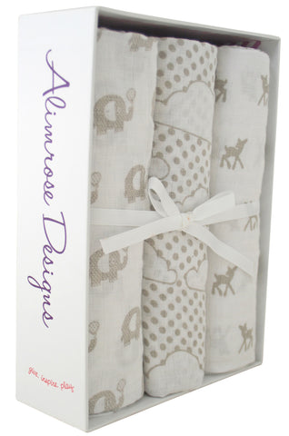 Muslin Wrap Gift Set - Grey